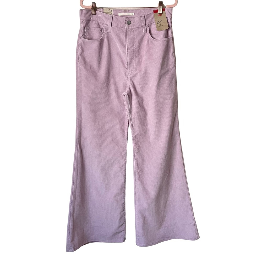 Levis Pants Womens 31 Lavender Purple Ribcage Bell Flare Corduroy High Rise NEW